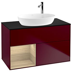 Villeroy and Boch Finion Villeroy and Boch Finion G892PCHB 100cm, cover plate black matt, Emotion, shelves Oak Veneer , Peony Matt