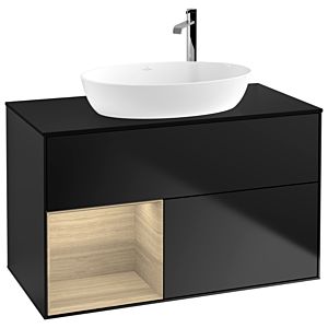 Villeroy and Boch Finion Villeroy and Boch Finion G892PCPD 100cm, cover plate black matt, Emotion, shelves Oak Veneer , black matt lacquer