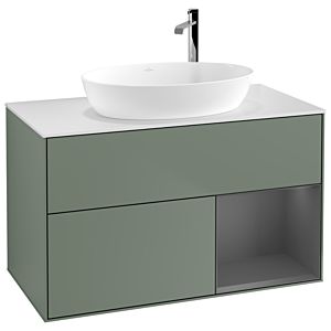 Villeroy and Boch Finion Villeroy and Boch Finion G901GKGM 100cm, cover plate white matt, Emotion, shelves anthracite matt lacquer, Olive Matt Lacquer