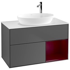 Villeroy and Boch Finion Villeroy and Boch Finion G901HBGK 100cm, cover plate white matt, Emotion, shelves Peony matt lacquer, anthracite matt