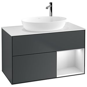 Villeroy and Boch Finion Villeroy and Boch Finion G901MTHG 100cm, cover plate white matt, Emotion, shelves white matt lacquer, midnight Blue Matt Lacquer