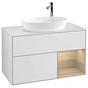 Villeroy and Boch Finion Villeroy and Boch Finion G901PCMT 100cm, cover plate white matt, Emotion, shelves Oak Veneer , white matt lacquer