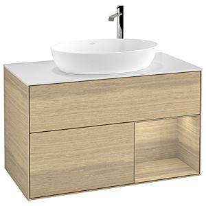 Villeroy and Boch Finion Villeroy and Boch Finion G901PCPC 100cm, cover plate white matt, Emotion, shelves Oak Veneer , Oak Veneer
