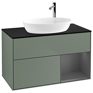 Villeroy and Boch Finion Villeroy and Boch Finion G902GKGM 100cm, cover plate black matt, Emotion, shelves anthracite matt lacquer, Olive Matt Lacquer
