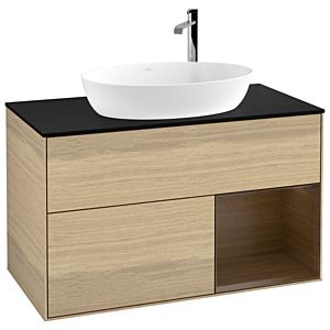 Villeroy and Boch Finion Villeroy and Boch Finion G902GNPC 100cm, cover plate black matt, Emotion, shelves Walnut Veneer , Oak Veneer
