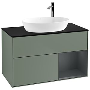 Villeroy and Boch Finion Villeroy and Boch Finion G902HGGM 100cm, cover plate black matt, Emotion, shelves Midnight matt lacquer, Olive Matt Lacquer
