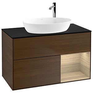 Villeroy and Boch Finion Villeroy and Boch Finion G902PCGN 100cm, cover plate black matt, Emotion, shelves Oak Veneer , Oak Veneer veneer