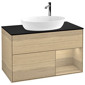Villeroy and Boch Finion Villeroy and Boch Finion G902PCPC 100cm, cover plate black matt, Emotion, shelves Oak Veneer , Oak Veneer