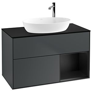 Villeroy and Boch Finion Villeroy and Boch Finion G902PDHG 100cm, cover plate black matt, Emotion, shelves black matt lacquer, midnight Blue Matt Lacquer