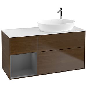 Villeroy and Boch Finion Villeroy and Boch Finion G921GKGN 120cm, cover plate white matt, Emotion, shelves anthracite matt lacquer, walnut veneer