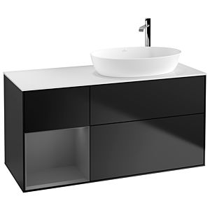 Villeroy and Boch Finion Villeroy and Boch Finion G921GKPD 120cm, cover plate white matt, Emotion, shelves anthracite matt lacquer, black matt lacquer