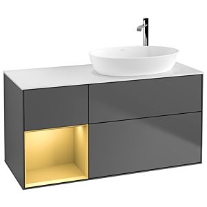 Villeroy and Boch Finion Villeroy and Boch Finion G921HFGK 120cm, cover plate white matt, Emotion, shelves gold matt lacquer, anthracite matt