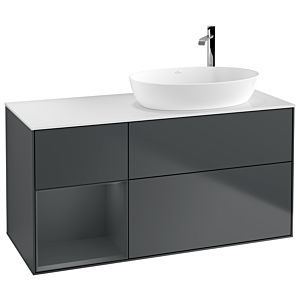 Villeroy und Boch Finion Waschtischunterschrank G921HGHG 120cm, Abdeckplatte white matt, Emotion, Regale Midnight matt lacquer, Midnight Blue Matt Lacquer