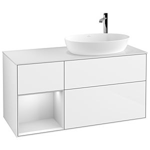 Villeroy and Boch Finion Villeroy and Boch Finion G921MTGF 120cm, cover plate white matt, Emotion, shelves white matt lacquer, glossy white lacquer