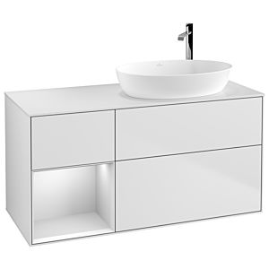 Villeroy und Boch Finion Waschtischunterschrank G921MTMT 120cm, Abdeckplatte white matt, Emotion, Regale White matt lacquer, White matt lacquer