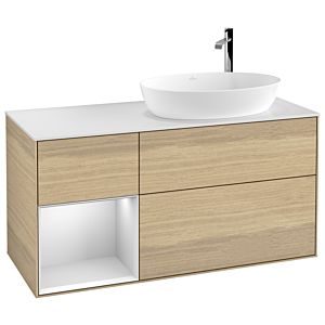 Villeroy et Boch Finion Villeroy et Boch G921MTPC 120cm, plaque de finition blanc mat, Emotion, étagères laqué blanc mat, Oak Veneer