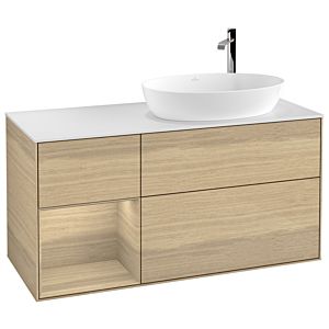 Villeroy et Boch Finion Villeroy et Boch G921PCPC 120cm, plaque de recouvrement blanc mat, emotion, étagères Oak Veneer , Oak Veneer