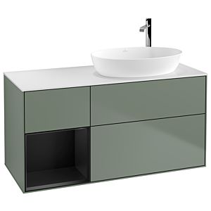 Villeroy and Boch Finion Villeroy and Boch Finion G921PDGM 120cm, cover plate white matt, Emotion, shelves black matt lacquer, Olive Matt Lacquer