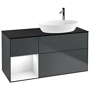 Villeroy and Boch Finion Villeroy and Boch Finion G922GFHG 120cm, cover plate black matt, Emotion, shelves Glossy white lacquer, Midnight Blue Matt Lacquer