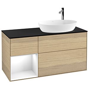 Villeroy et Boch Finion Villeroy et Boch G922GFPC 120cm, couvercle noir mat, Emotion, étagères Laque blanc brillant, Oak Veneer