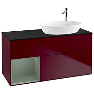 Villeroy et Boch Finion Villeroy et Boch G922GMHB 120cm, plaque de finition noir mat, Emotion, étagères olive laqué mat, Peony Matt