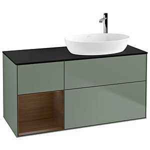 Villeroy et Boch Finion Villeroy et Boch G922GNGM 120cm, plaque de finition noir mat, émotion, étagères Walnut Veneer , Olive Matt Lacquer