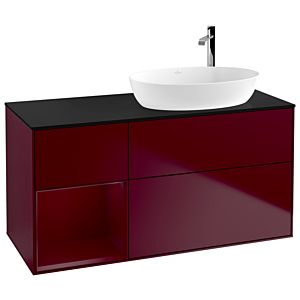 Villeroy und Boch Finion Waschtischunterschrank G922HBHB 120cm, Abdeckplatte black matt, Emotion, Regale Peony matt lacquer, Peony Matt