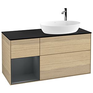 Villeroy et Boch Finion Villeroy et Boch G922HGPC 120cm, plaque de finition noir mat, Emotion, étagères laqué mat minuit, Oak Veneer