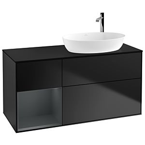 Villeroy et Boch Finion Villeroy et Boch G922HGPD 120cm, plaque de recouvrement noir mat, Emotion, étagères Laque mate minuit, Laque noire mate