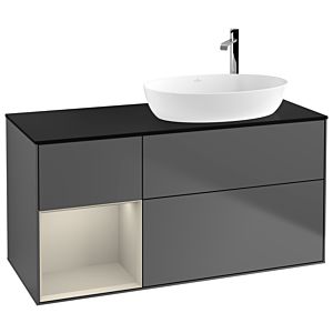 Villeroy and Boch Finion Villeroy and Boch Finion G922HHGK 120cm, cover plate black matt, Emotion, shelves sand matt lacquer, anthracite matt