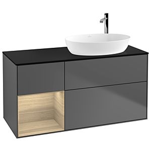Villeroy and Boch Finion Villeroy and Boch Finion G922PCGK 120cm, cover plate black matt, Emotion, shelves Oak Veneer , anthracite matt