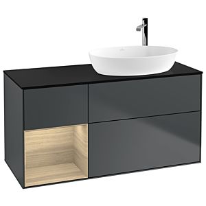 Villeroy et Boch Finion Villeroy et Boch G922PCHG 120cm, plaque de finition noire mate, Emotion, étagères Oak Veneer , Midnight Blue Matt Lacquer