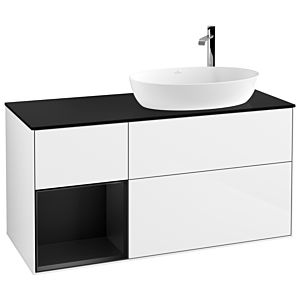 Villeroy and Boch Finion Villeroy and Boch Finion G922PDGF 120cm, cover plate black matt, Emotion, shelves black matt lacquer, glossy white lacquer