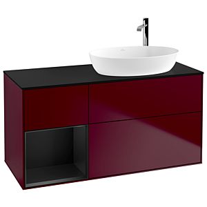 Villeroy et Boch Finion Villeroy et Boch G922PDHB 120cm, plaque de recouvrement noire mate, Emotion, étagères Peony Matt noir mat, Peony Matt