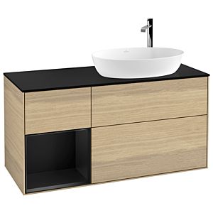 Villeroy und Boch Finion Waschtischunterschrank G922PDPC 120cm, Abdeckplatte black matt, Emotion, Regale Black matt lacquer, Oak Veneer