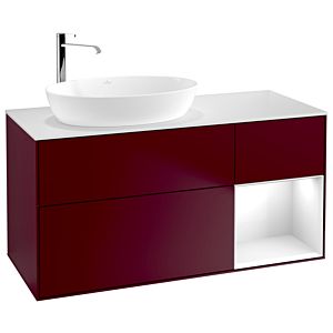 Villeroy und Boch Finion Waschtischunterschrank G931GFHB 120cm, Abdeckplatte white matt, Emotion, Regale Glossy white lacquer, Peony Matt