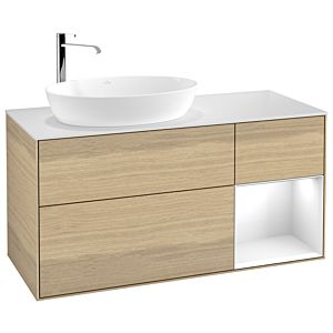 Villeroy et Boch Finion Villeroy et Boch G931GFPC 120cm, plaque de recouvrement blanc mat, Emotion, étagères Laque blanche brillante, Oak Veneer