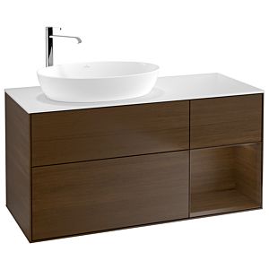 Villeroy und Boch Finion Waschtischunterschrank G931GNGN 120cm, Abdeckplatte white matt, Emotion, Regale Walnut Veneer, Walnut veneer
