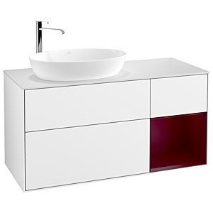 Villeroy und Boch Finion Waschtischunterschrank G931HBGF 120cm, Abdeckplatte white matt, Emotion, Regale Peony matt lacquer, Glossy white lacquer