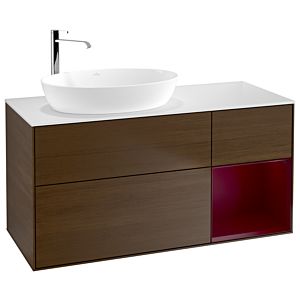 Villeroy et Boch Finion Villeroy et Boch G931HBGN 120cm, plaque de recouvrement blanc mat, Emotion, étagères Peony laqué mat, placage Peony