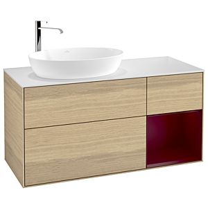 Villeroy und Boch Finion Waschtischunterschrank G931HBPC 120cm, Abdeckplatte white matt, Emotion, Regale Peony matt lacquer, Oak Veneer