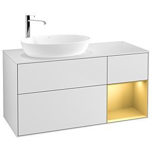 Villeroy and Boch Finion Villeroy and Boch Finion G931HFMT 120cm, cover plate white matt, Emotion, shelves gold matt lacquer, white matt lacquer