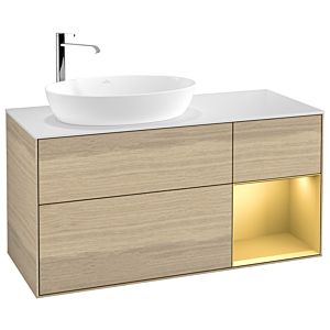 Villeroy and Boch Finion Villeroy and Boch Finion G931HFPC 120cm, cover plate white matt, Emotion, shelves gold matt lacquer, Oak Veneer