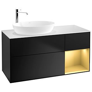 Villeroy and Boch Finion Villeroy and Boch Finion G931HFPD 120cm, cover plate white matt, Emotion, shelves gold matt lacquer, black matt lacquer