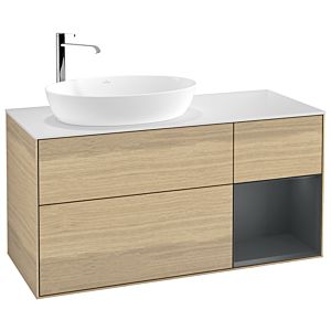Villeroy et Boch Finion Villeroy et Boch G931HGPC 120cm, plaque de recouvrement blanc mat, Emotion, étagères laqué mat Midnight, Oak Veneer