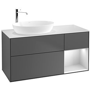 Villeroy and Boch Finion Villeroy and Boch Finion G931MTGK 120cm, cover plate white matt, Emotion, shelves white matt lacquer, anthracite matt