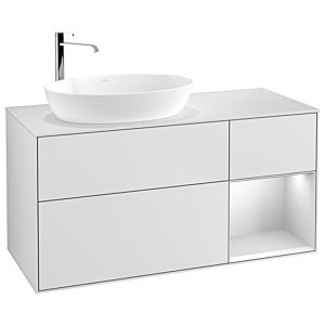 Villeroy et Boch Finion Villeroy et Boch G931MTMT 120cm, plaque de recouvrement blanc mat, Emotion, étagères laqué blanc mat, laqué blanc mat