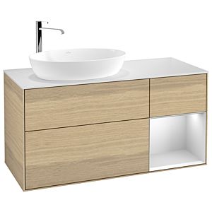 Villeroy und Boch Finion Waschtischunterschrank G931MTPC 120cm, Abdeckplatte white matt, Emotion, Regale White matt lacquer, Oak Veneer