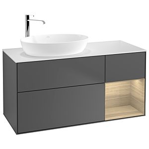 Villeroy et Boch Finion Villeroy et Boch G931PCGK 120cm, plaque de recouvrement blanc mat, Emotion, étagères Oak Veneer , anthracite mat