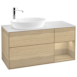 Villeroy et Boch Finion Villeroy et Boch G931PCPC 120cm, plaque de finition blanc mat, émotion, étagères Oak Veneer , Oak Veneer